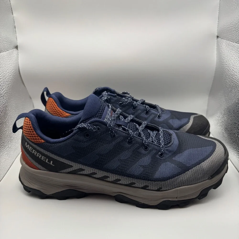 Merrell Nova 3 Mens Hiking Trail Running Shoes Navy Blue Orange J067575 Size 12